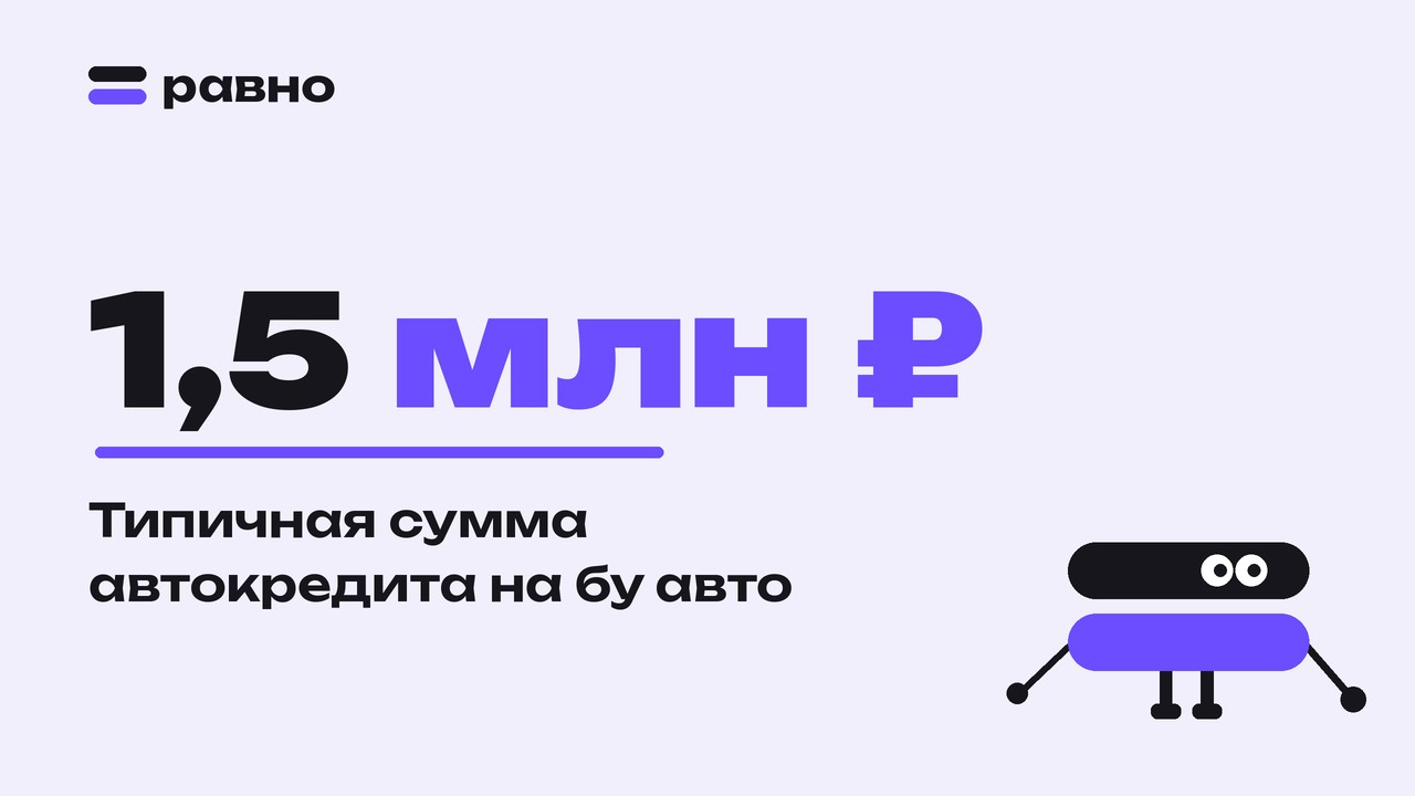 1,5 млн ₽ — Типичная сумма автокредита на бу авто
