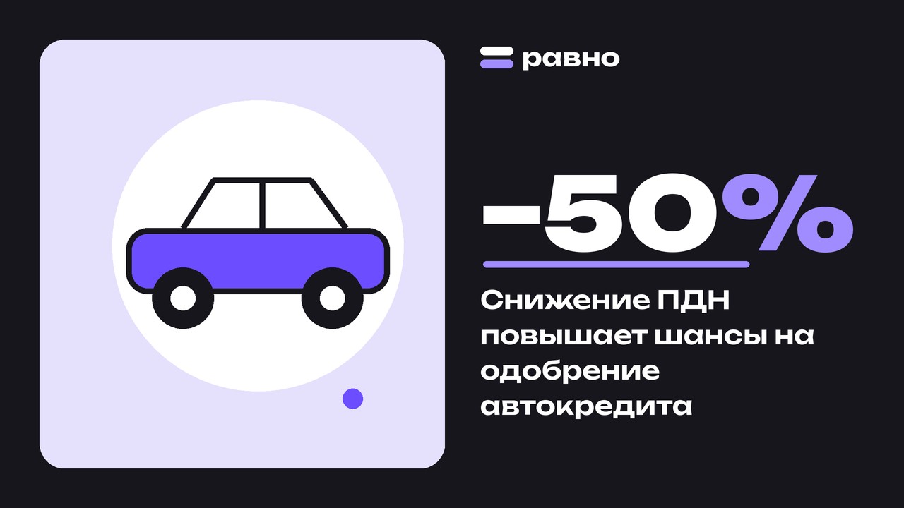 −50% — Снижение ПДН повышает шансы на одобрение автокредита